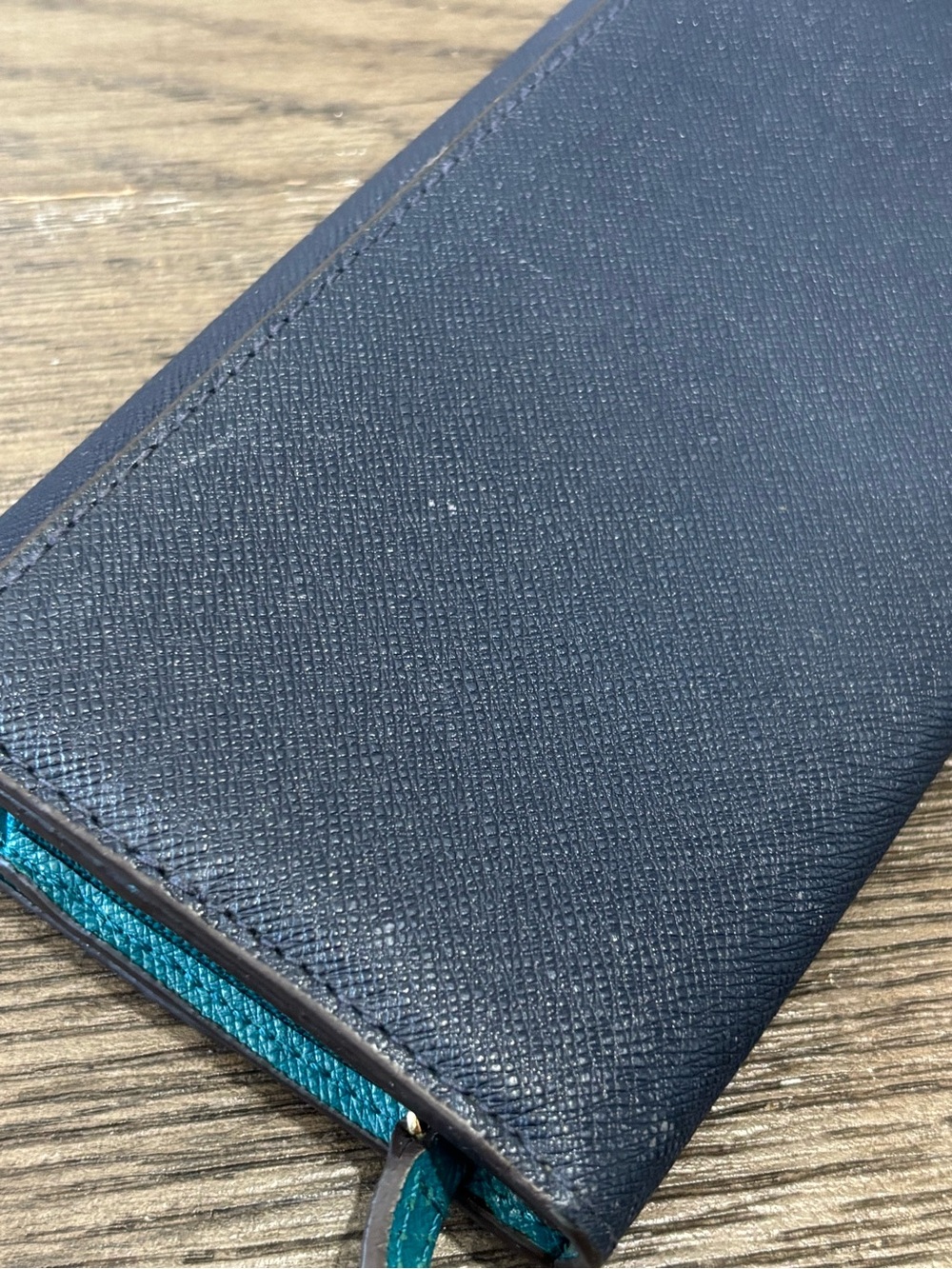 Michael Kors • Fulton Saffiano Leather Wallet • Navy | Teal | White - Picture 15 of 15